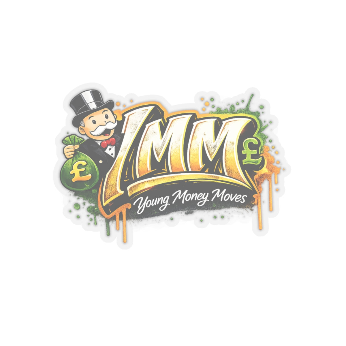 Young Money Moves (YMM) Kiss-Cut Sticker — Money Graffiti Logo