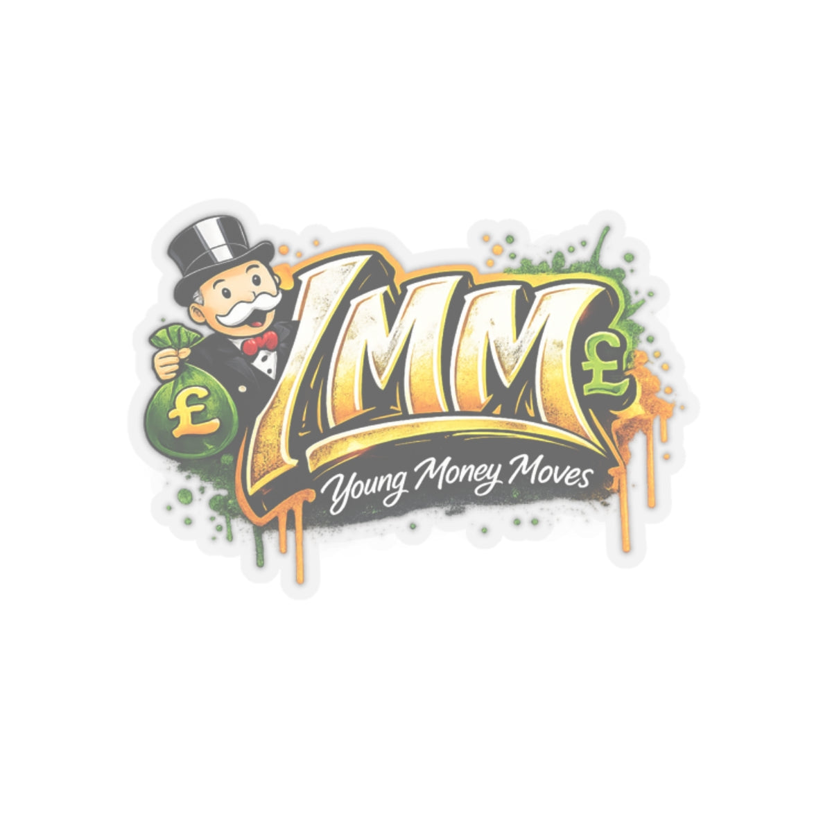 Young Money Moves (YMM) Kiss-Cut Sticker — Money Graffiti Logo